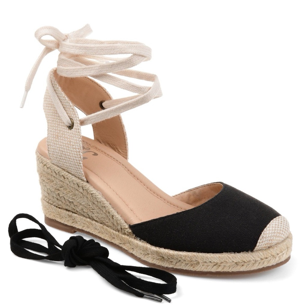Journee Collection Monte Espadrille Wedge Sandals Shoes Size 11 Wide Black